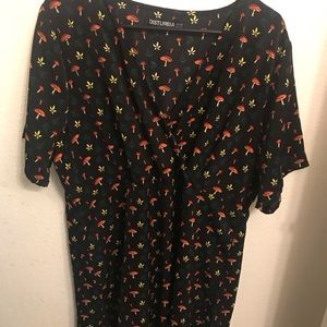 Disturbia v-cut wrap top mushroom dress